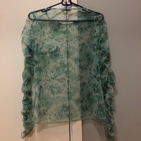 Mint green floral top - Picture 3 of 3
